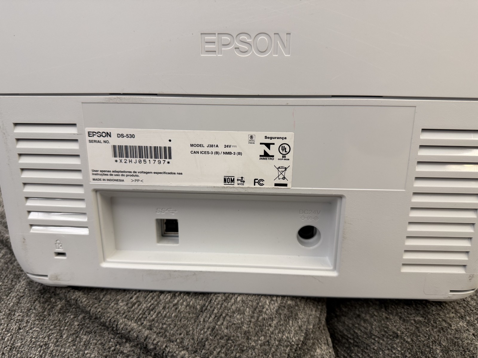Epson DS-530 Color Duplex Document ADF Scanner J381A