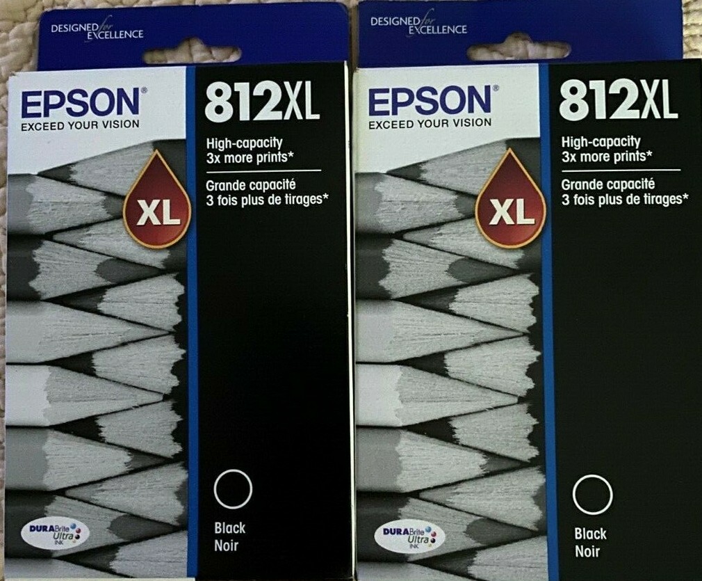 Epson 812XL DuraBrite Ultra High-Yield Black Ink**Lot of 2**, T812XL120-S