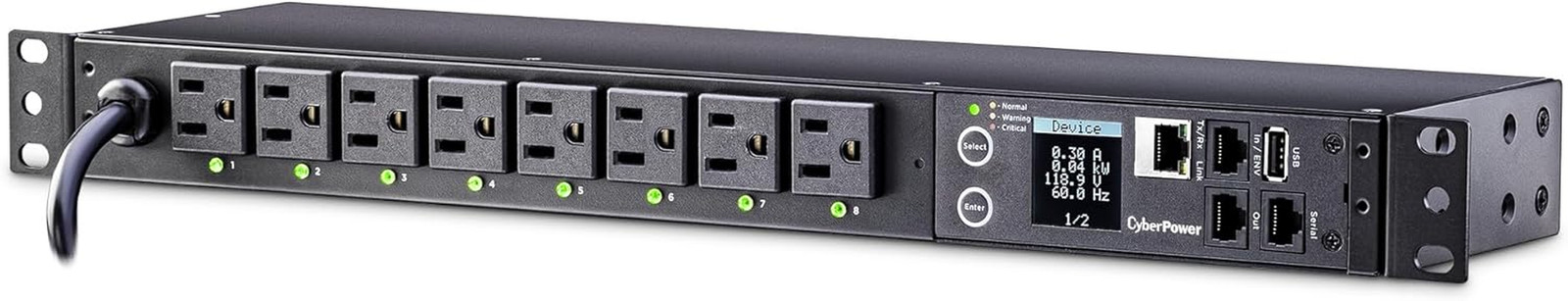 Cyberpower 1U Rackmount Switched PDU, 8 Outlets, 15A, 100-120V