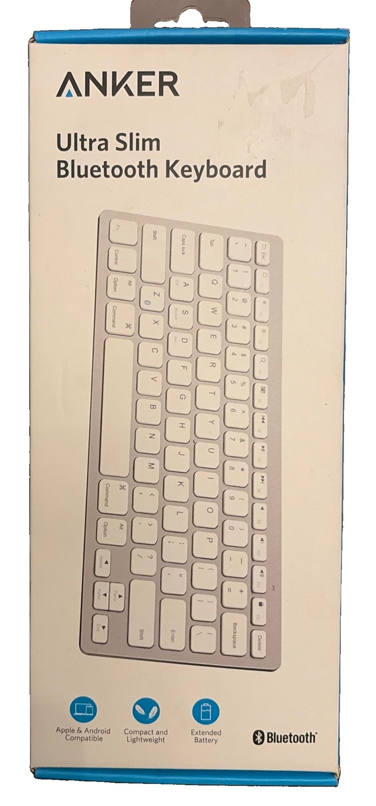 New Anker A7726 White Ultra Compact Slim Wireless Bluetooth Keyboard
