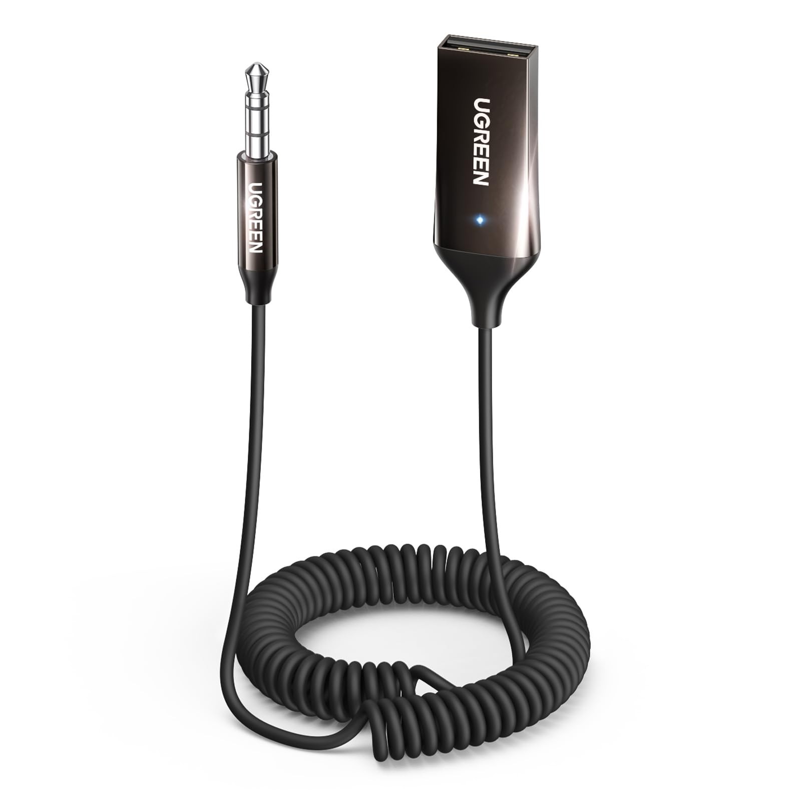 Aux to Bluetooth 6.0 Adapter 2.76 IN * 6.3 * 0.67 IN, Dark Grey