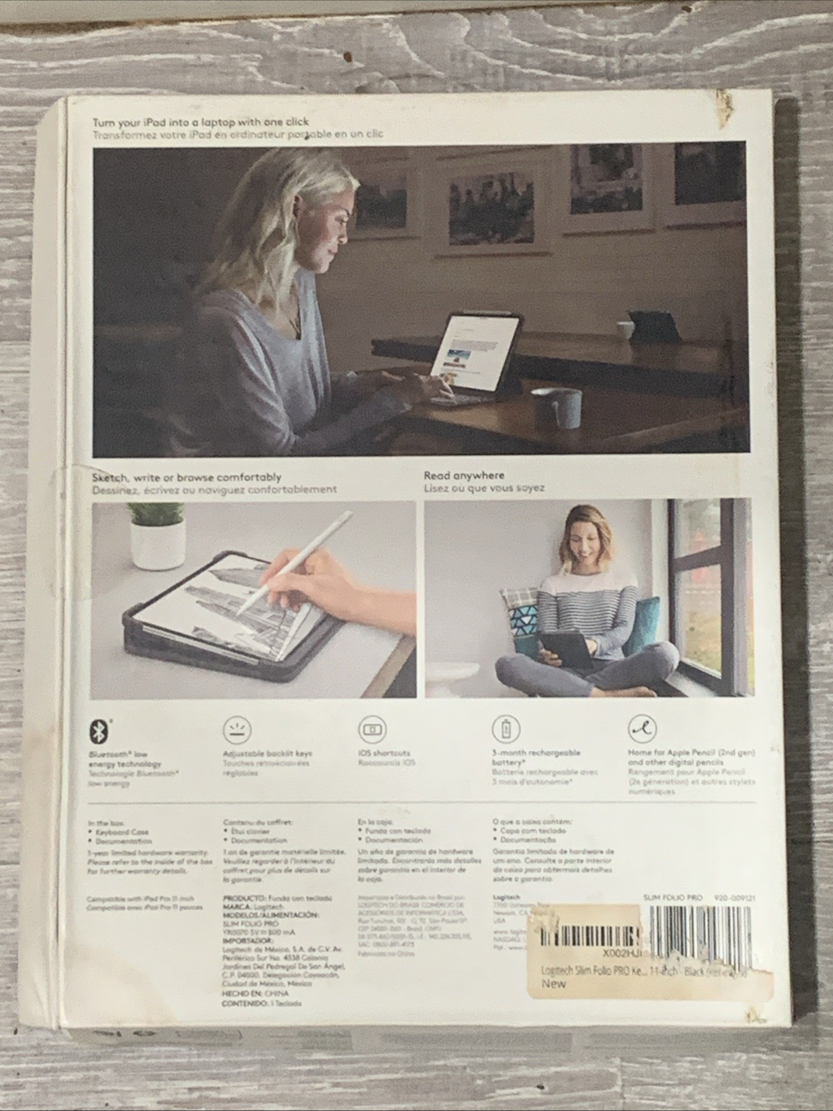 Logitech Slim Folio Pro Backlit Keyboard Case For Apple iPad Pro 11 (920-009121)