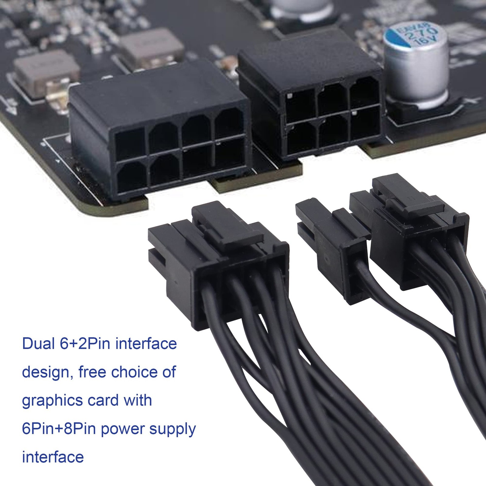 PCIE 12Pin To Dual 8Pin Male YSplitter Video Card Power Extender 12.6 In