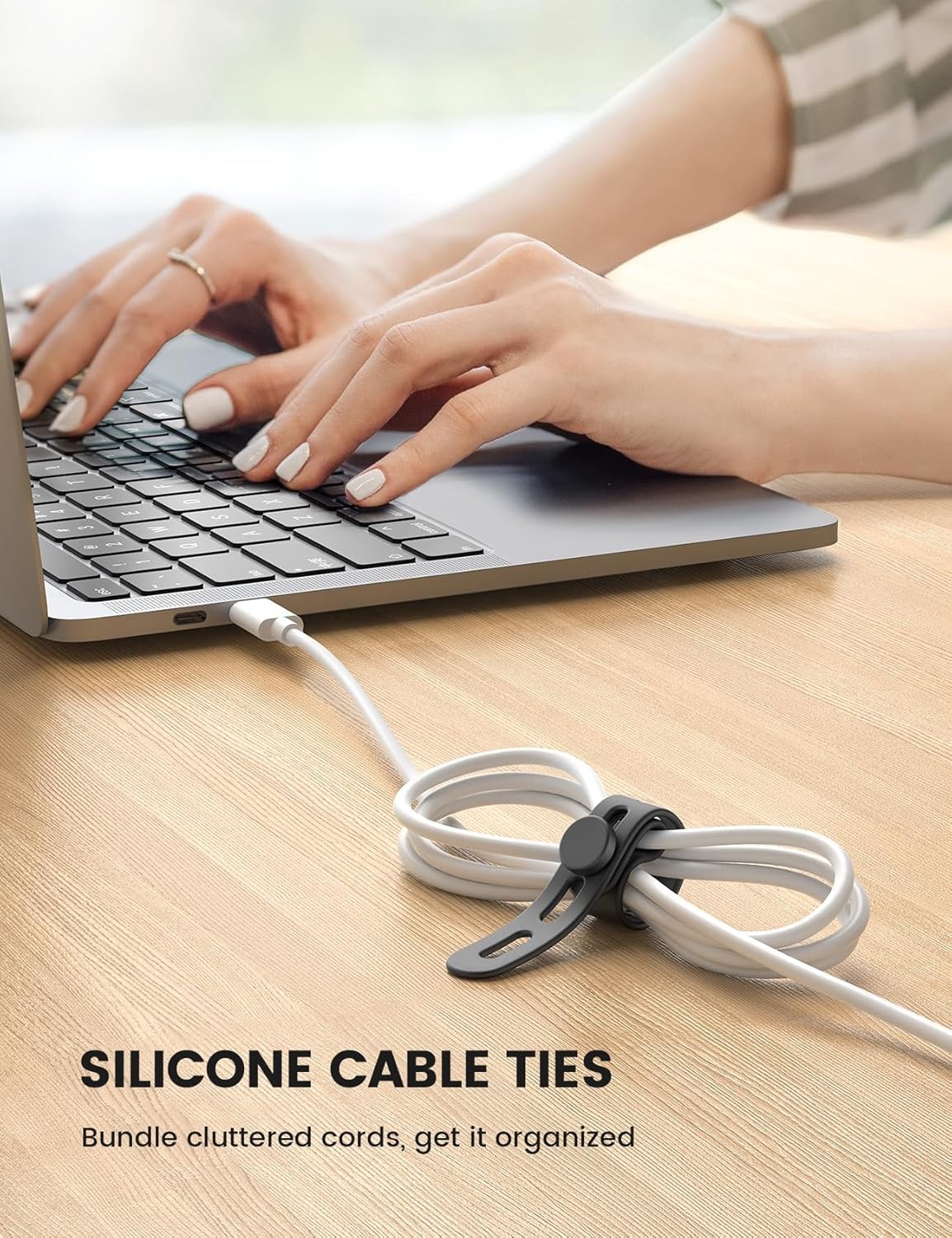 10Pack Silicone Cable Ties Cord Organizer Wrap – Lamicall Durable Reusable Wire