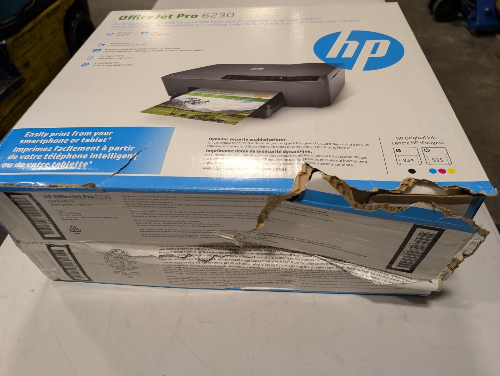 HP OfficeJet Pro 6230 Wireless Color Inkjet Printer Duplex BOX DAMAGED