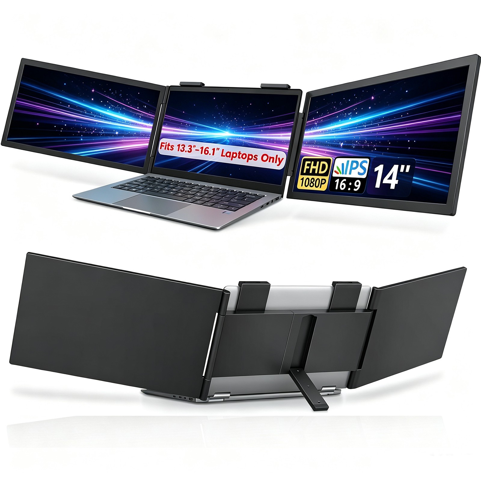 14″ 1920×1080 IPS Portable Monitor Screen USB-C Plug & Play Monitor for PC/Mac