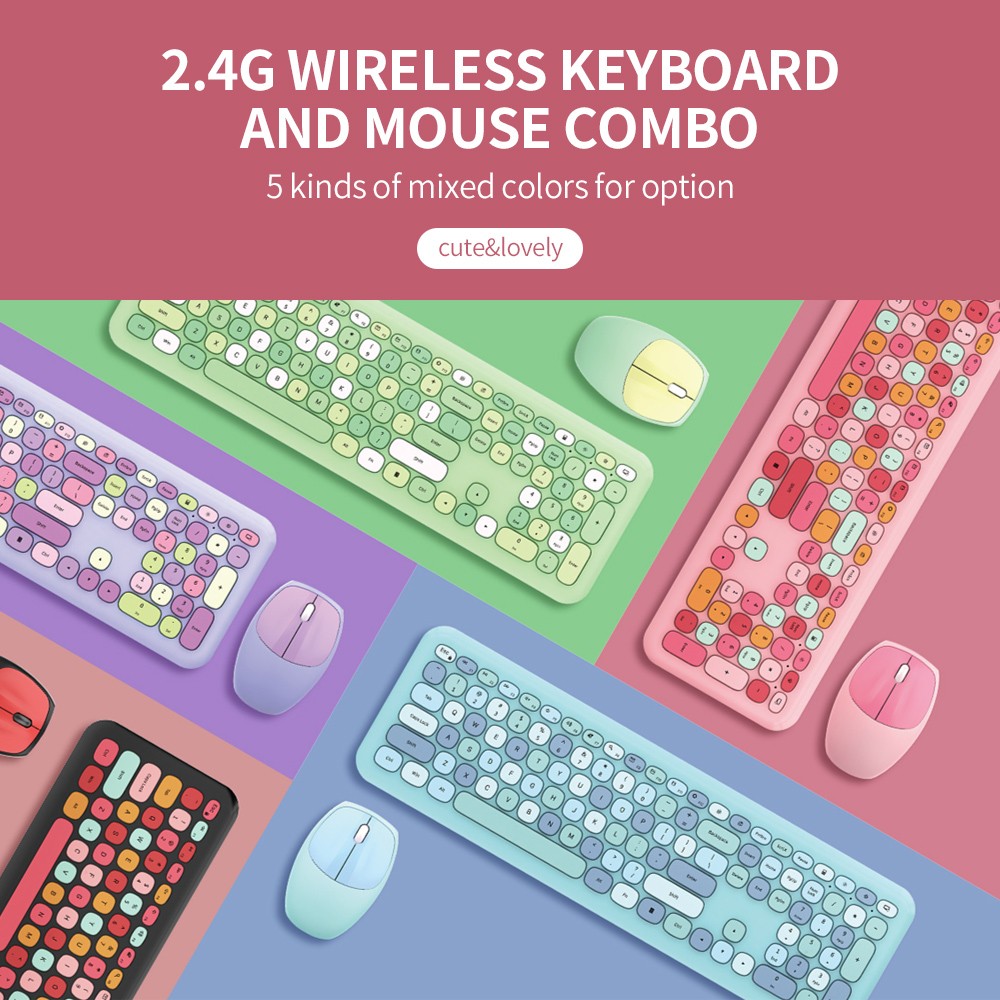 Mofii 666 2.4G Wireless Keyboard Mouse Combo Mixed Color 110 Key Keyboard M OYTF