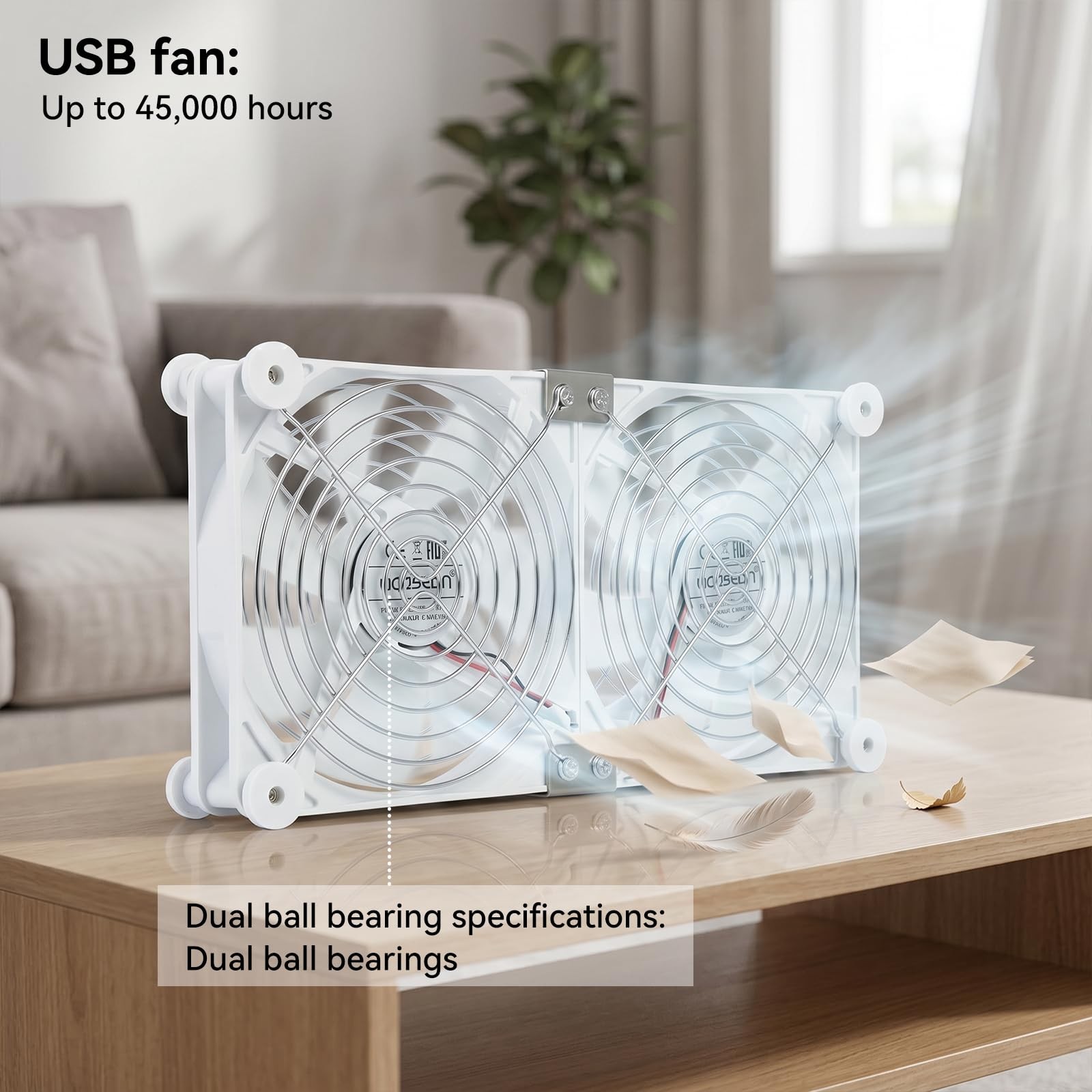 140mm Dual USB Computer Fan 3 Speed Control Max 1500RPM 5V Cooling Ventilator…