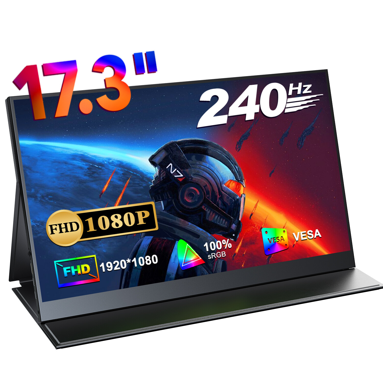 Used | 240Hz Monitor Gaming Monitor 17.3″ Full HD Portable Monitor USB C Monitor