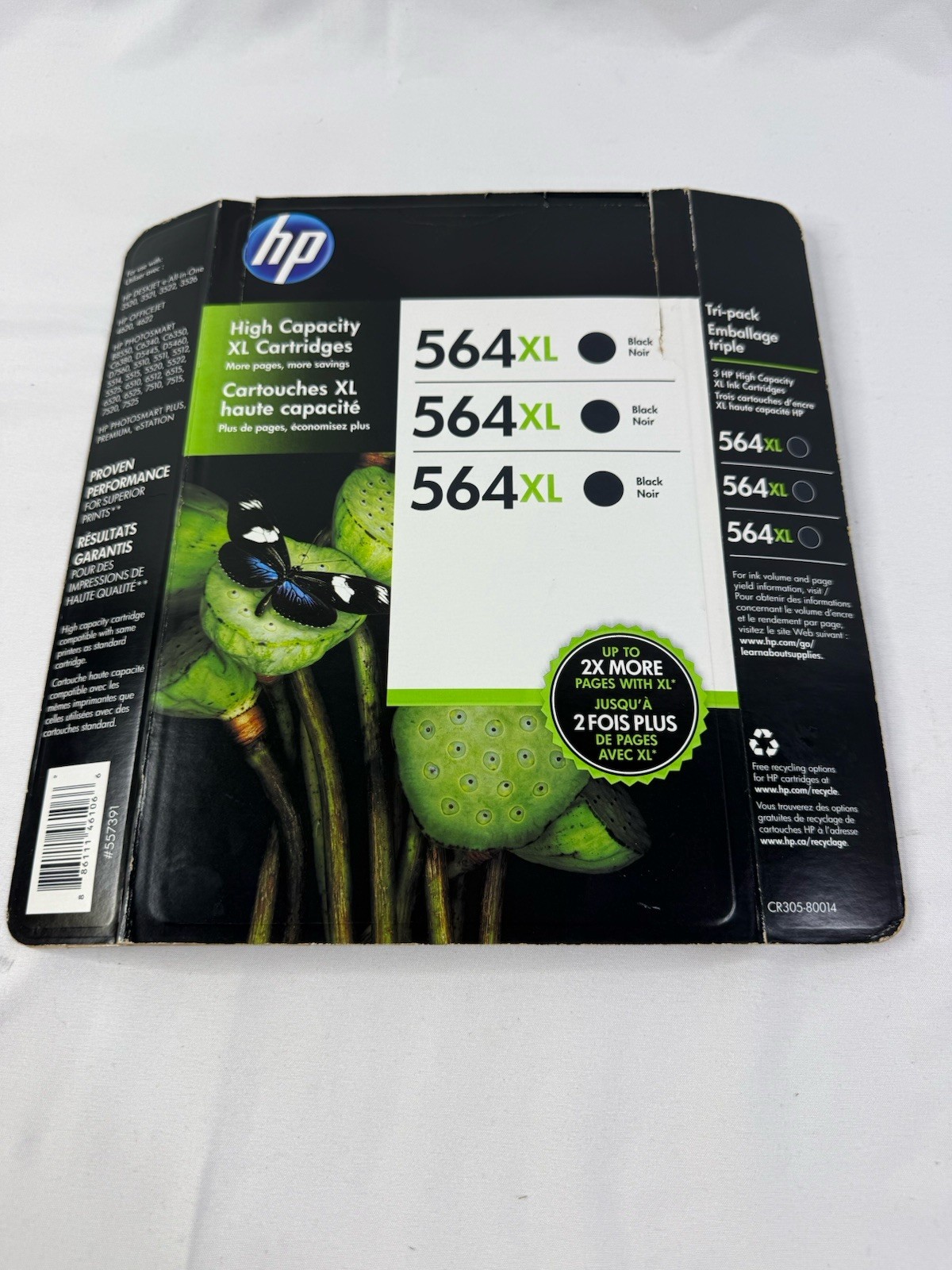 (2) HP 564XL High Yield Black Ink Cartridges 2016 – READ