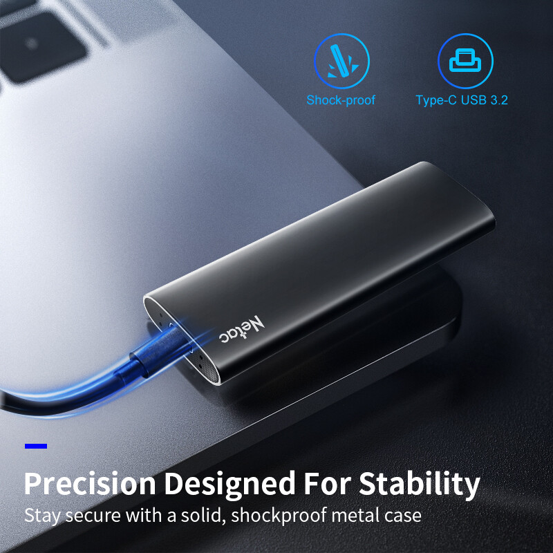 Netac 250GB Portable SSD USB 3.2 Gen2 10Gbps Type-C External Solid State Drive