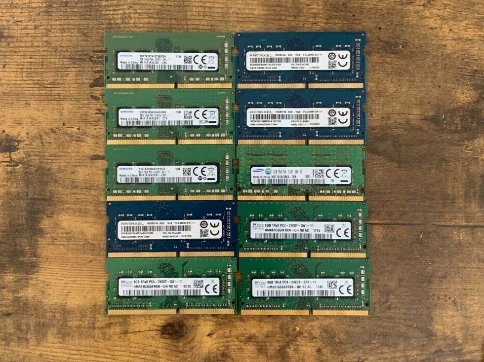 [ BULK LOT OF 10 ] UNITS of 8GB DDR4 Laptop RAM SAMSUNG, HYNIX etc. (10x)