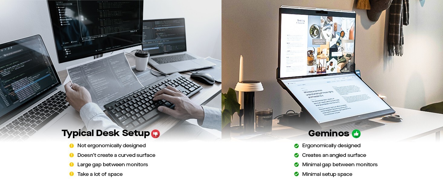 Mobile Pixels Geminos Dual 24″ Stacked Computer Monitor with Docking Station