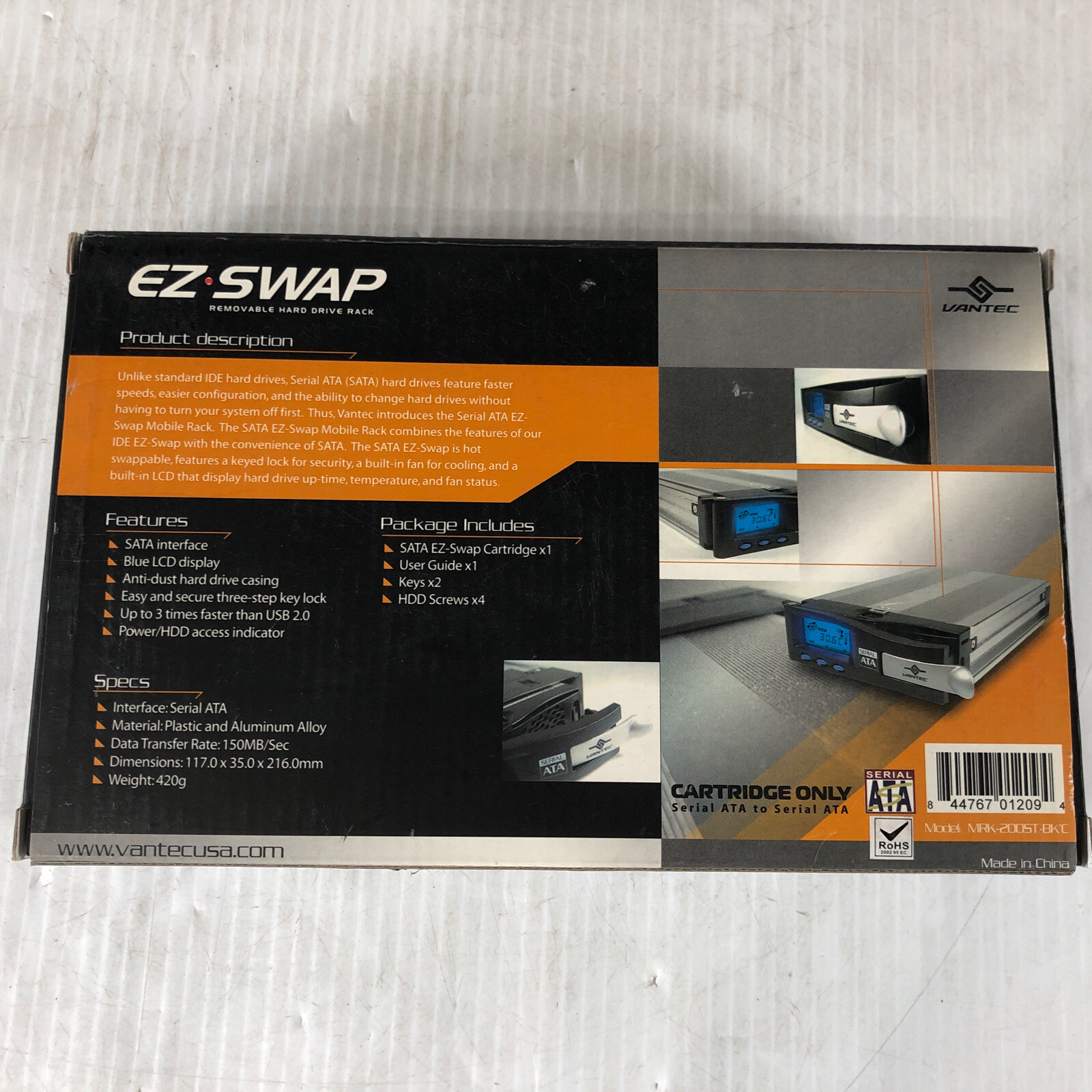Vantec Ez Swap Removable Hard Drive Rack MRK-200ST-BK In Box