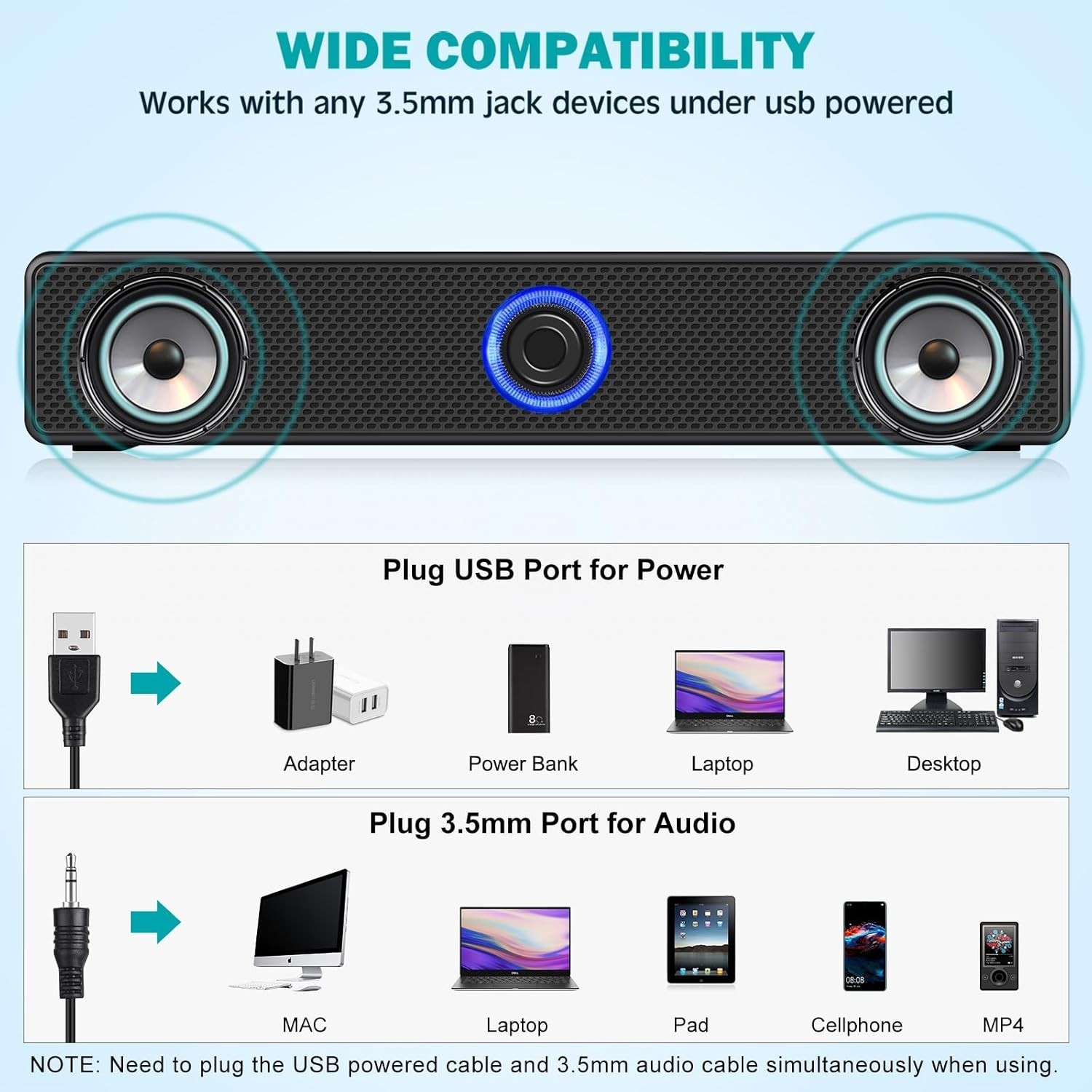 Plug-and-Play USB PC Speakers with Enhanced Sound for Gaming & Multimedia