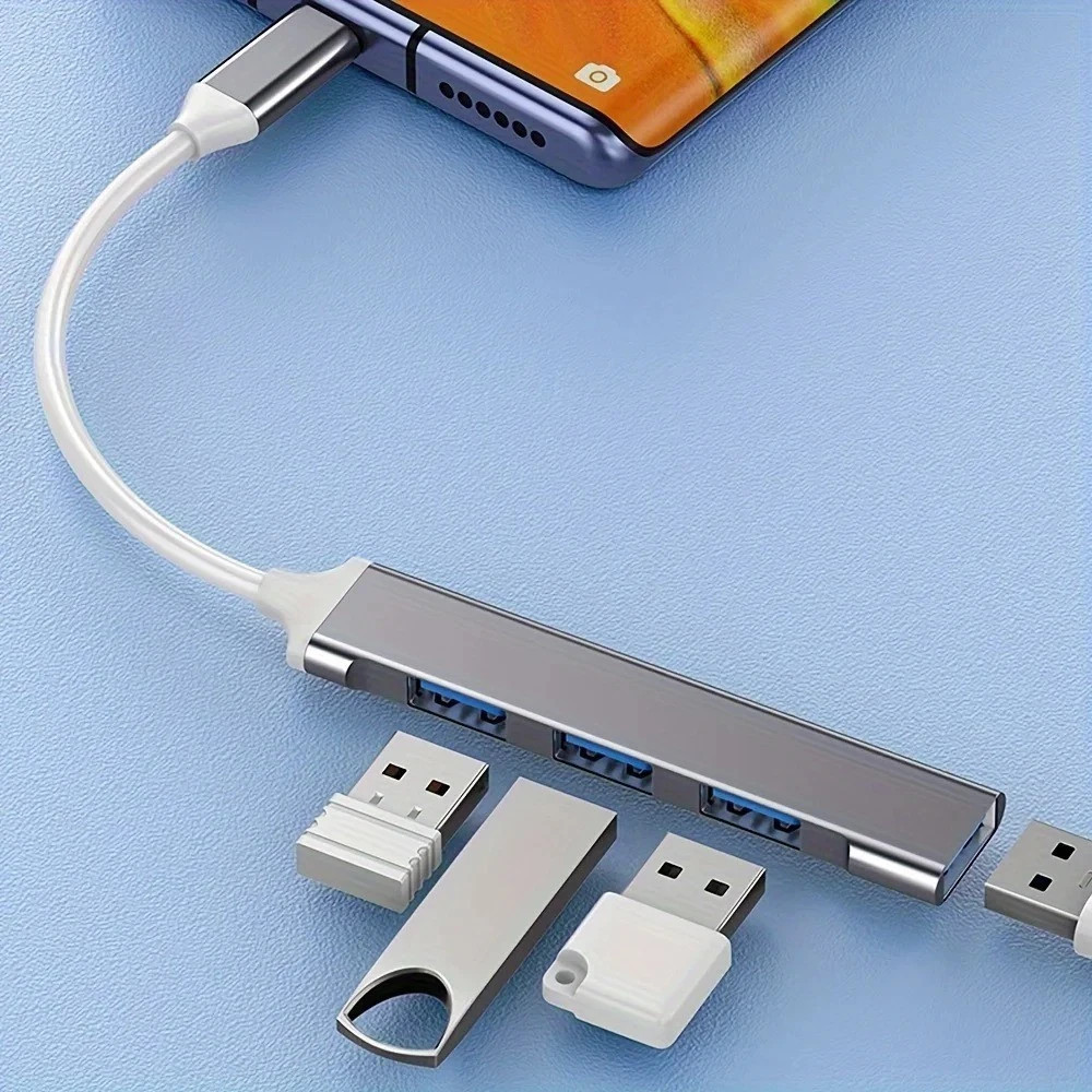 4-Port USB-C Hub Adapter – USB 3.0 High-Speed Multi-Port Splitter for Laptop
