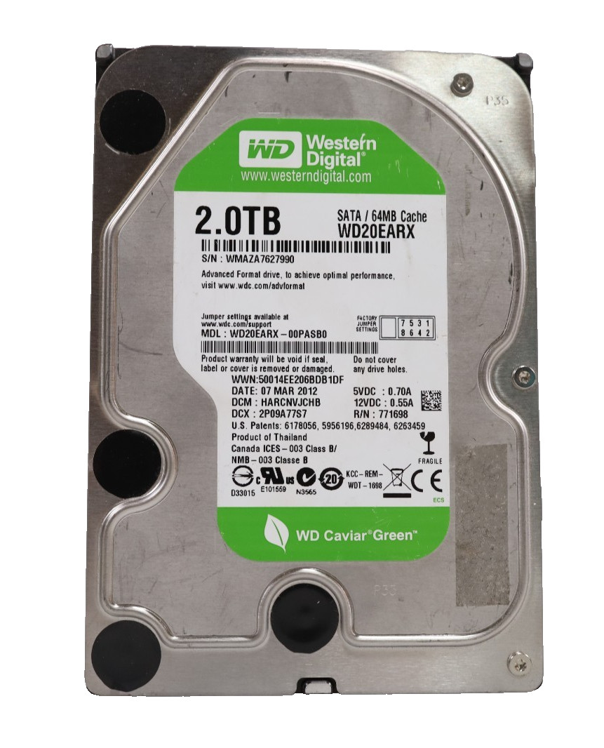 Western Digital 2TB 3.5″ SATA III WD 72000RPM Green WD20EARX-00PASB0
