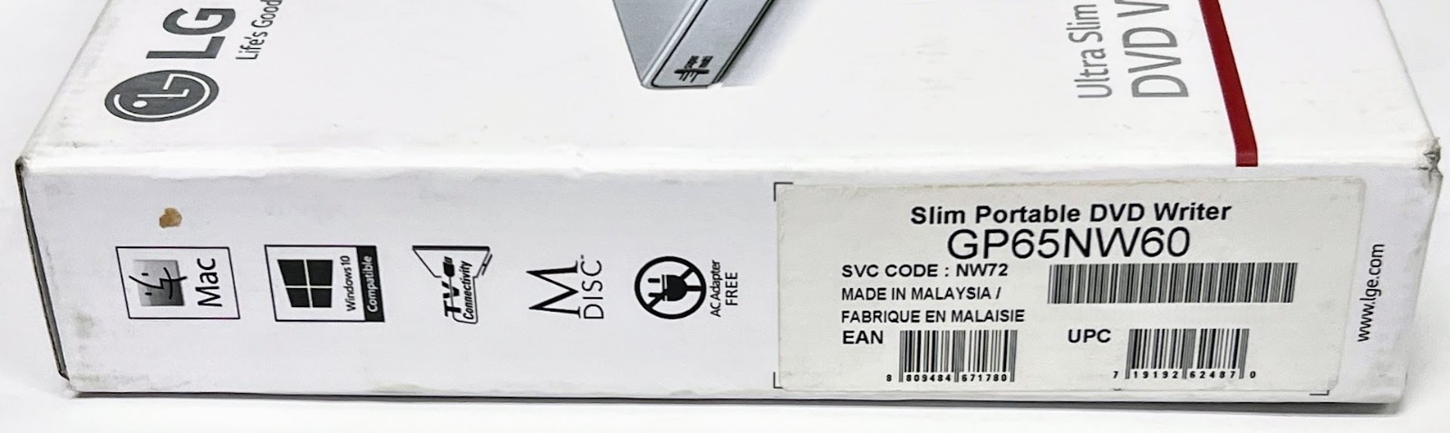LG GP65NW60 Ultra Slim External DVD Writer USB CD DVD Burner Drive