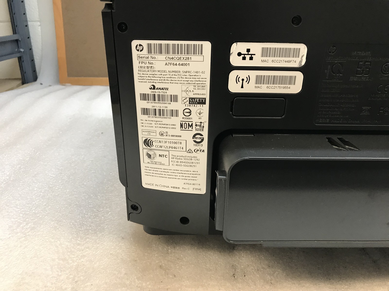 HP Officejet Pro 8610 Printer Scanner Copier 34K Page Count with INk Power Cable