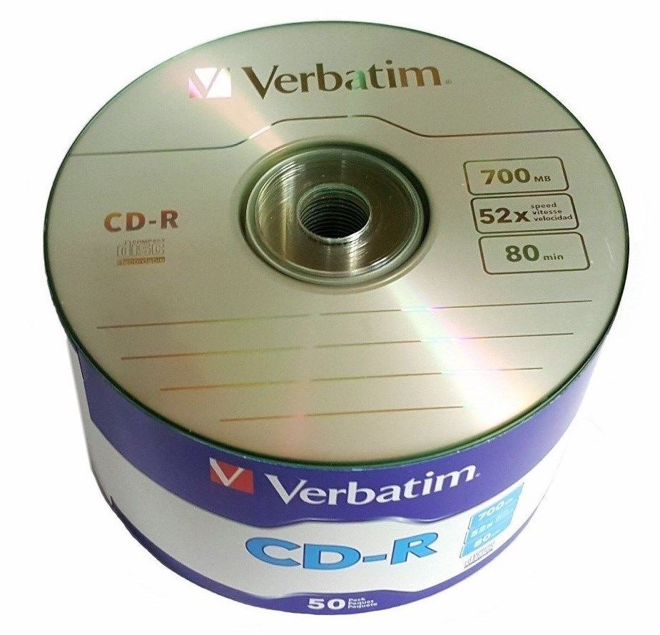 25 VERBATIM Blank CD-R CDR Logo Branded 52X 700MB Media Disc in Paper Sleeves