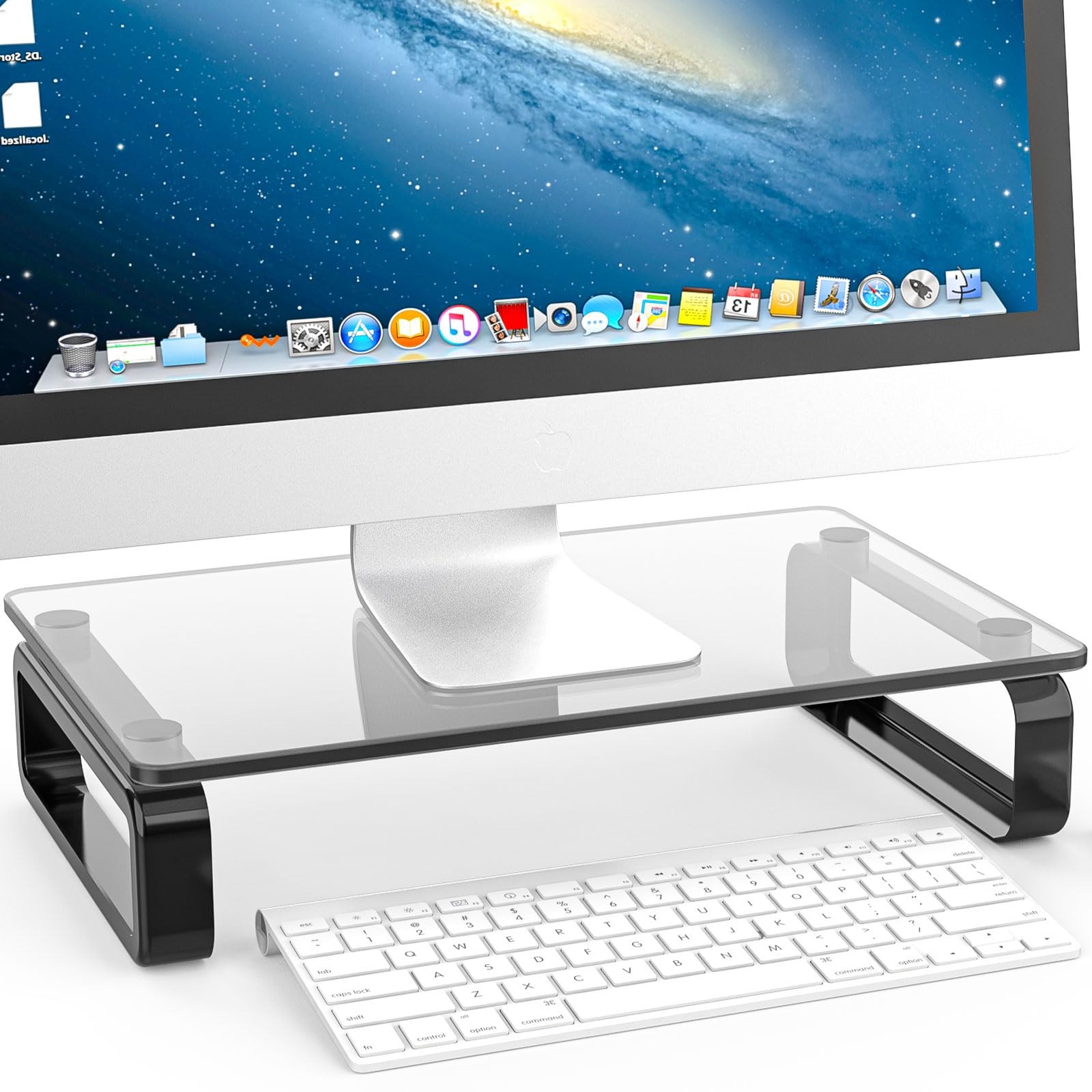 Hemudu Computer Monitor Stand Riser Multi Media Desktop 15 x 9.5 in, black
