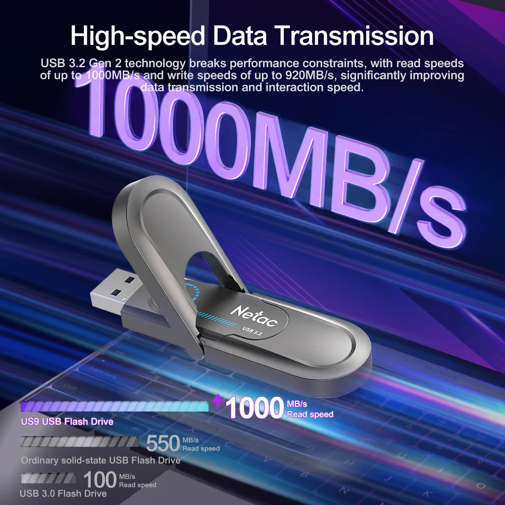 Netac US9 Pendrive 256G 512G 1TB Solid State USB High Speed 1000MB/s USB 3.2 Gen