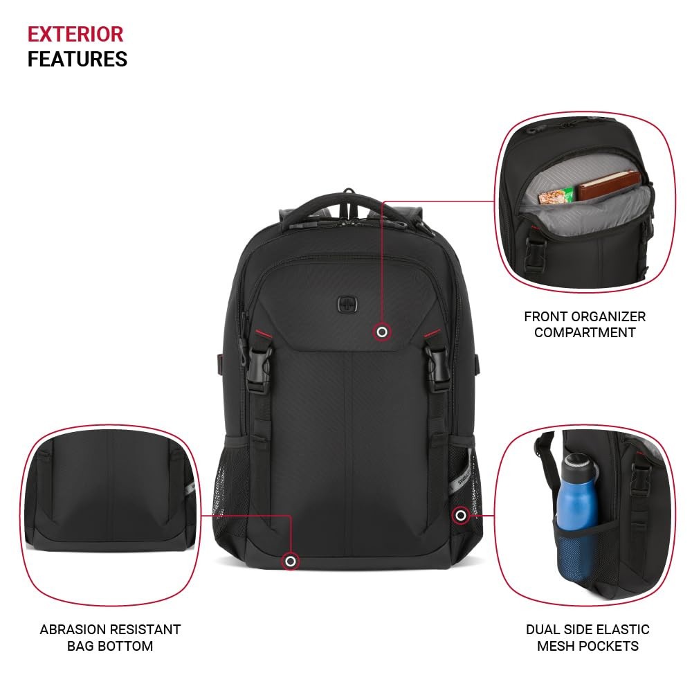 SwissGear Civic Pro Laptop Backpack, Black 5213 , 18″x13.25″x7