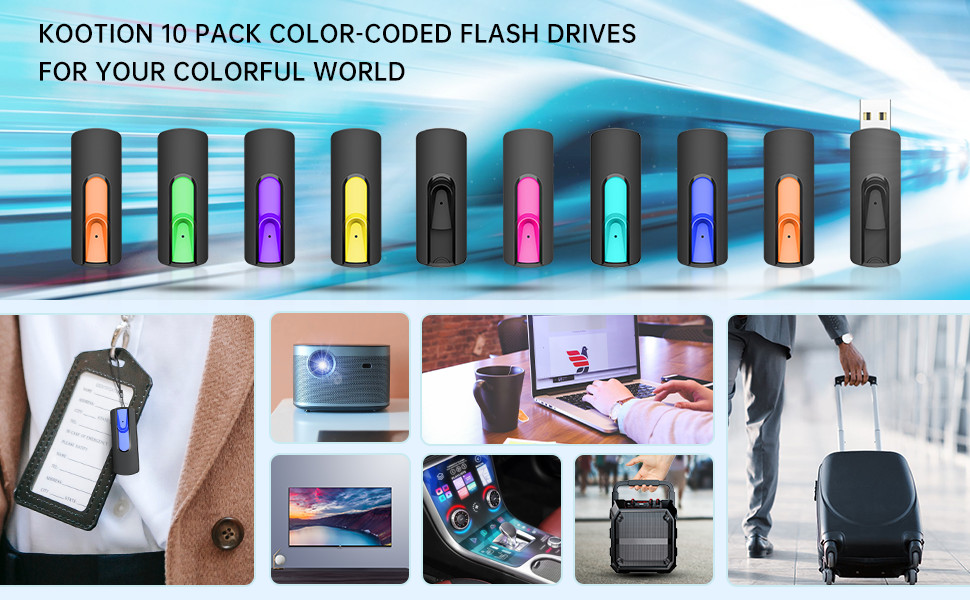 Kootion 5/10pcs USB 2.0 Retractable USB Flash Drive Memory Stick 1GB 2GB 4GB 8GB
