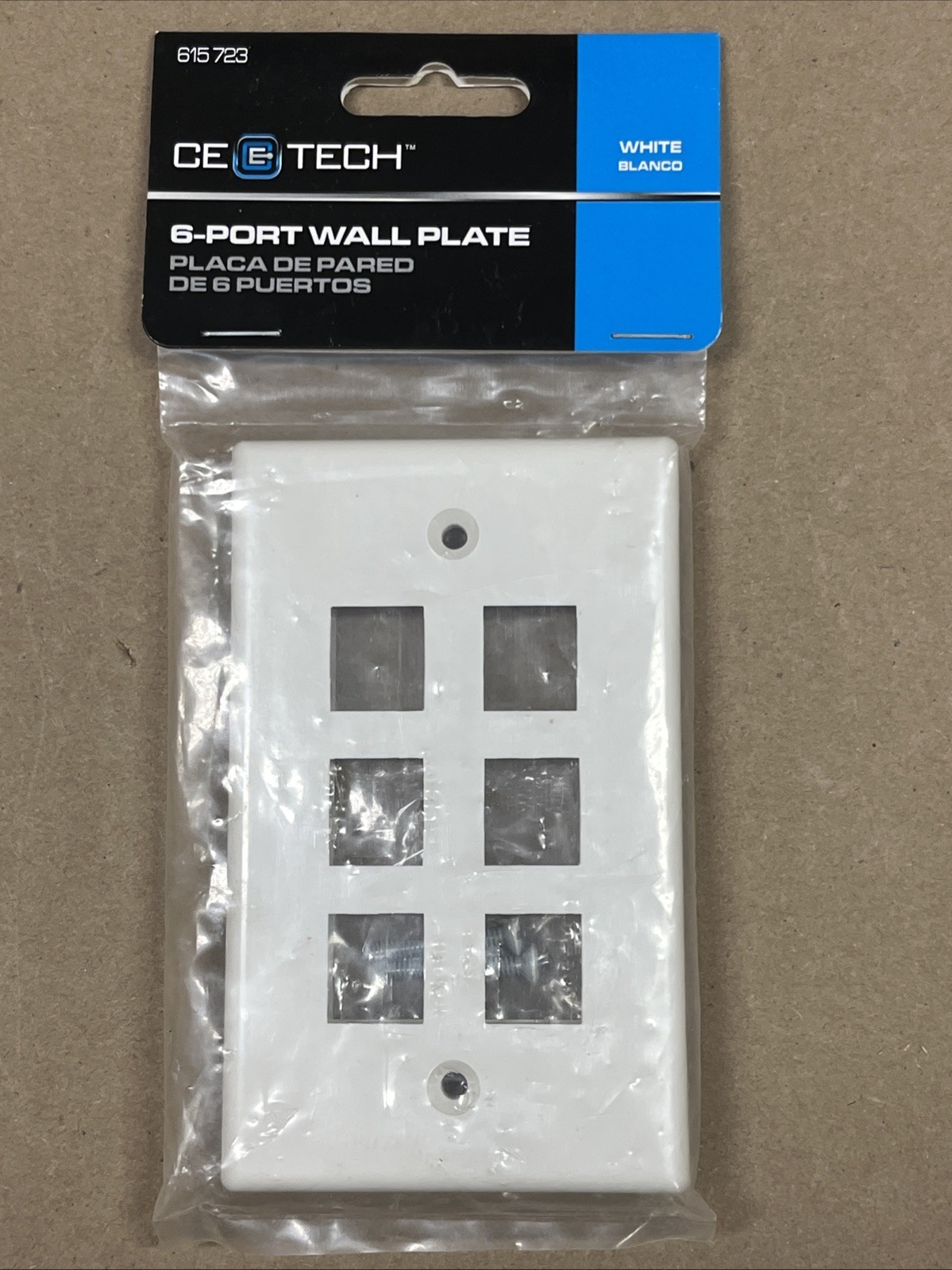 CAT6, Etc Ethernet RJ45 Wall Plate 6 Port Single Gang Keystone 615-723 5006-WH