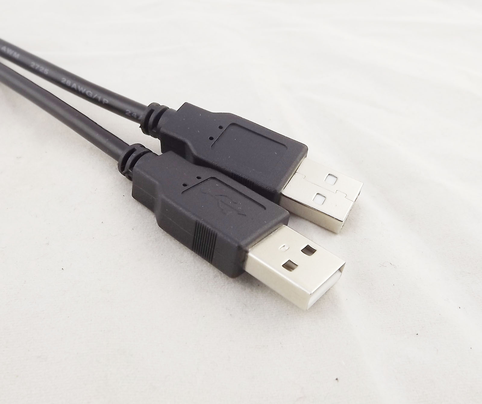 1x 25cm Dual USB 2.0 A Female Socket Panel Mount To 2 USB A Male Extension Cable