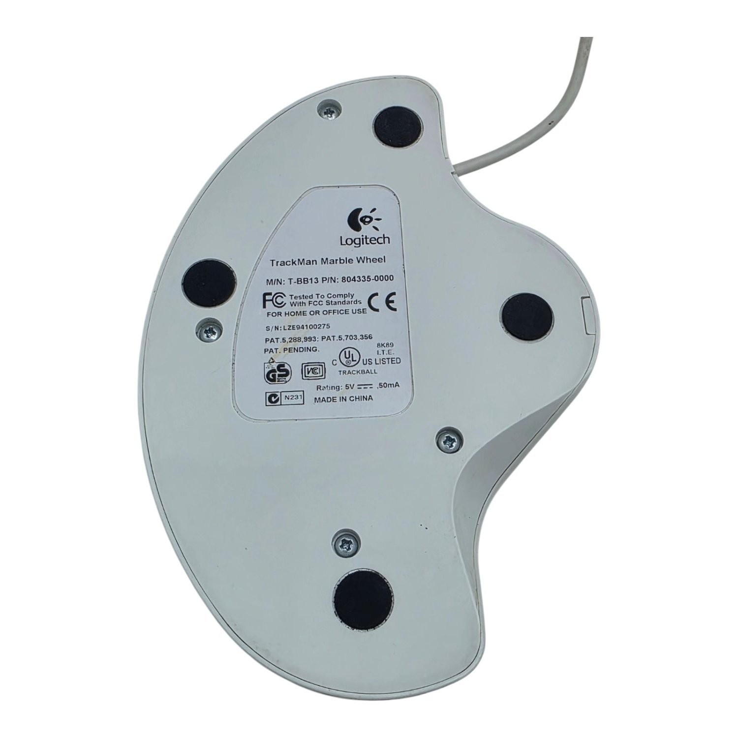 Logitech Track Man Marble Wheel T-BB13 Wired USB Trackball Mouse 804335-0000