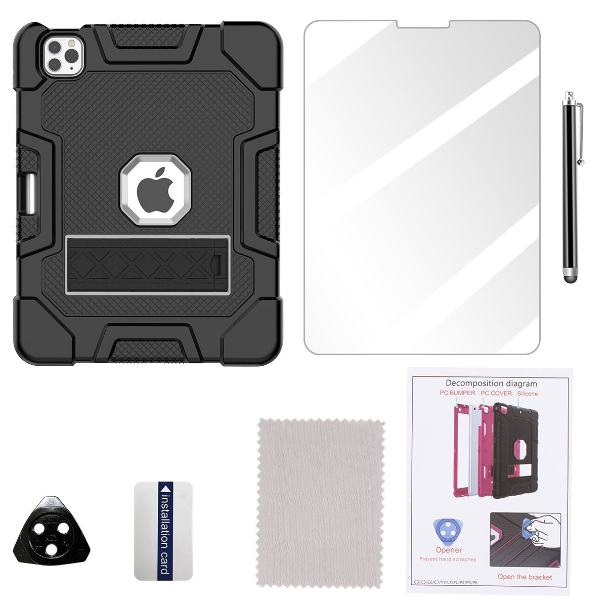 For iPad Pro 11 in 4th/3rd/2nd Gen Rugged Case Shockproof Heavy Duty Stand Cover