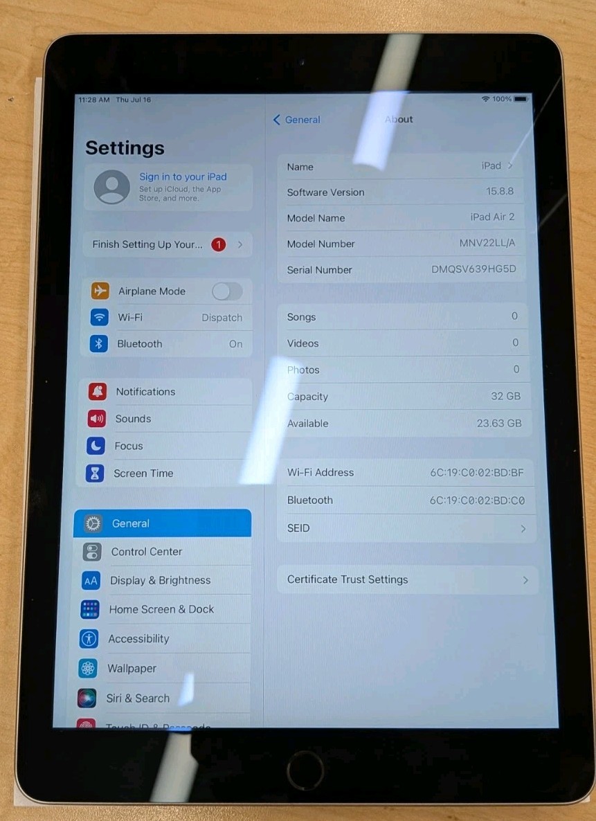 Apple iPad Air 2 A1566 32GB 9.7″ Wi-Fi – Silver