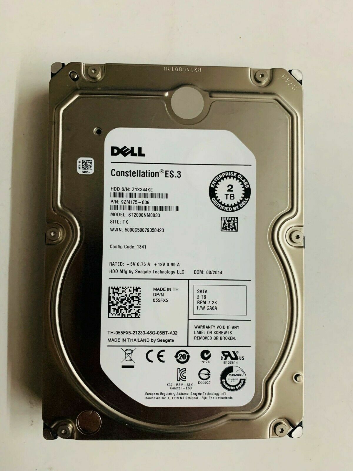 NewDell Constellation ES.3 2TB Hard Drive SATA 6Gbps 7.2k 3.5″ ST2000NM0033 HDD