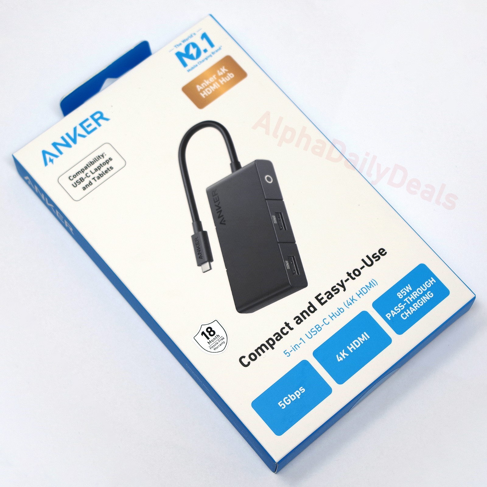 NEW Anker 332 5-in-1 USB-C Adapter Hub 4K HDMI USB-A 5 Gbps 85W Charging