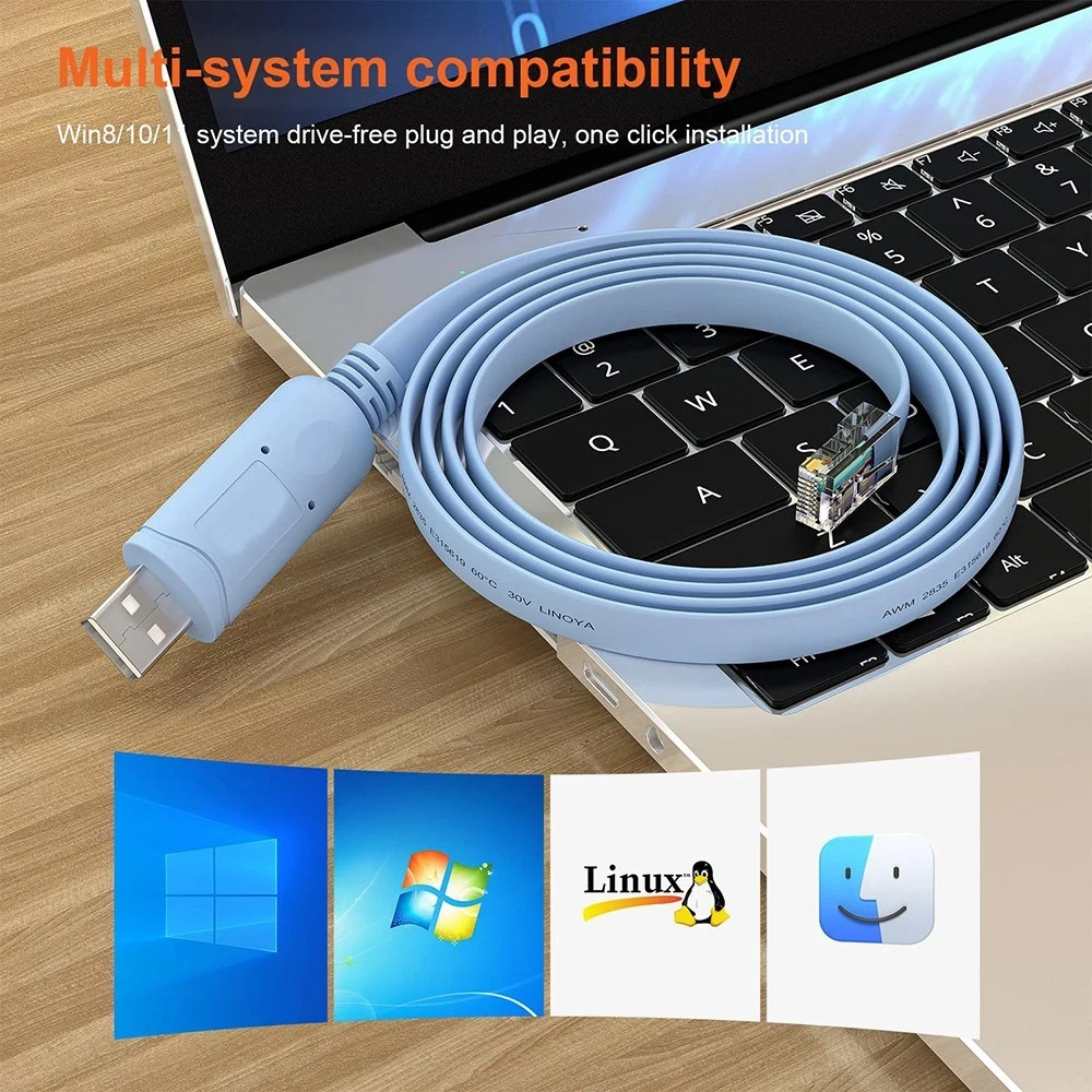 USB to RS232 Serial to RJ45 CAT5 Console Adapter Cable for Cisco Routers FTDI-US