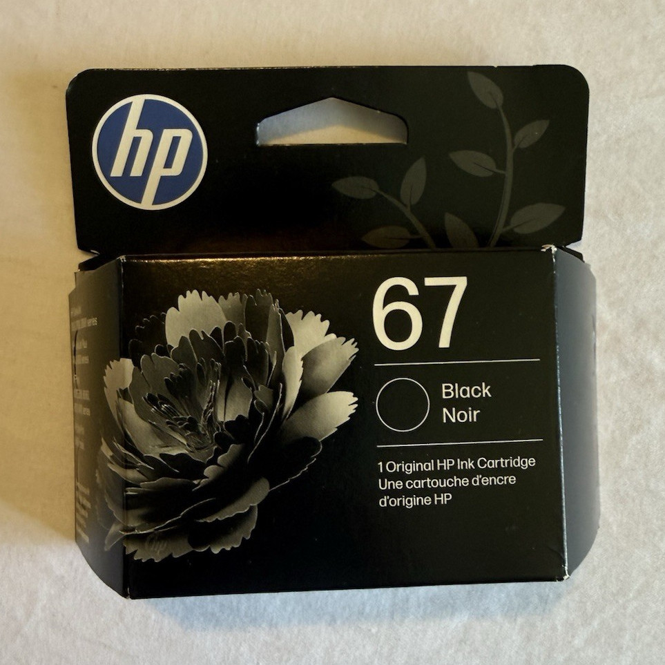 HP 67 Black Genuine/Original Inkjet Ink Cartridge, Model 67, For HP Printers