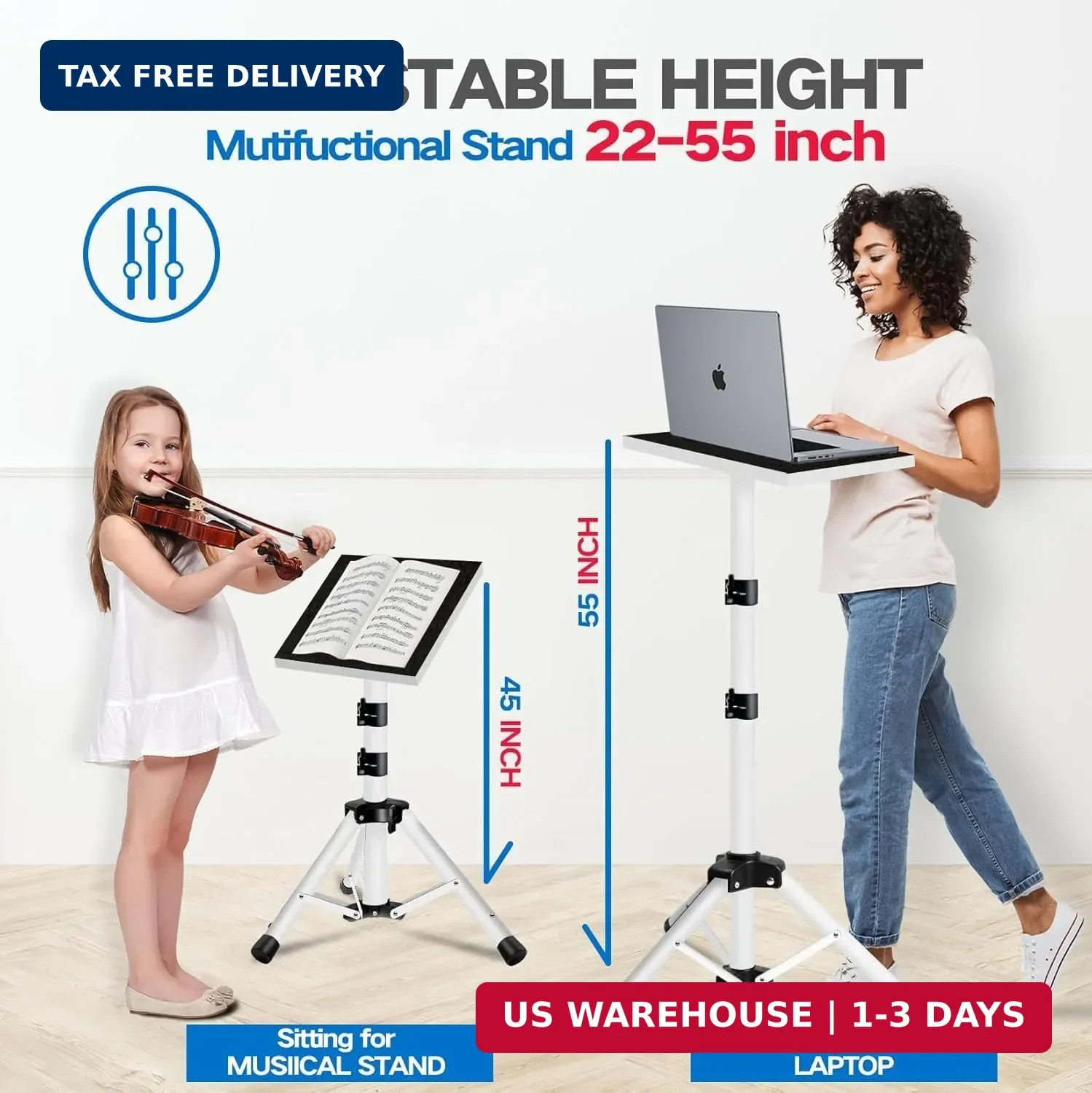 Projector Stand, 22 to 55 Inch Laptop Stand,Projector Tripod with Phone Holder,T