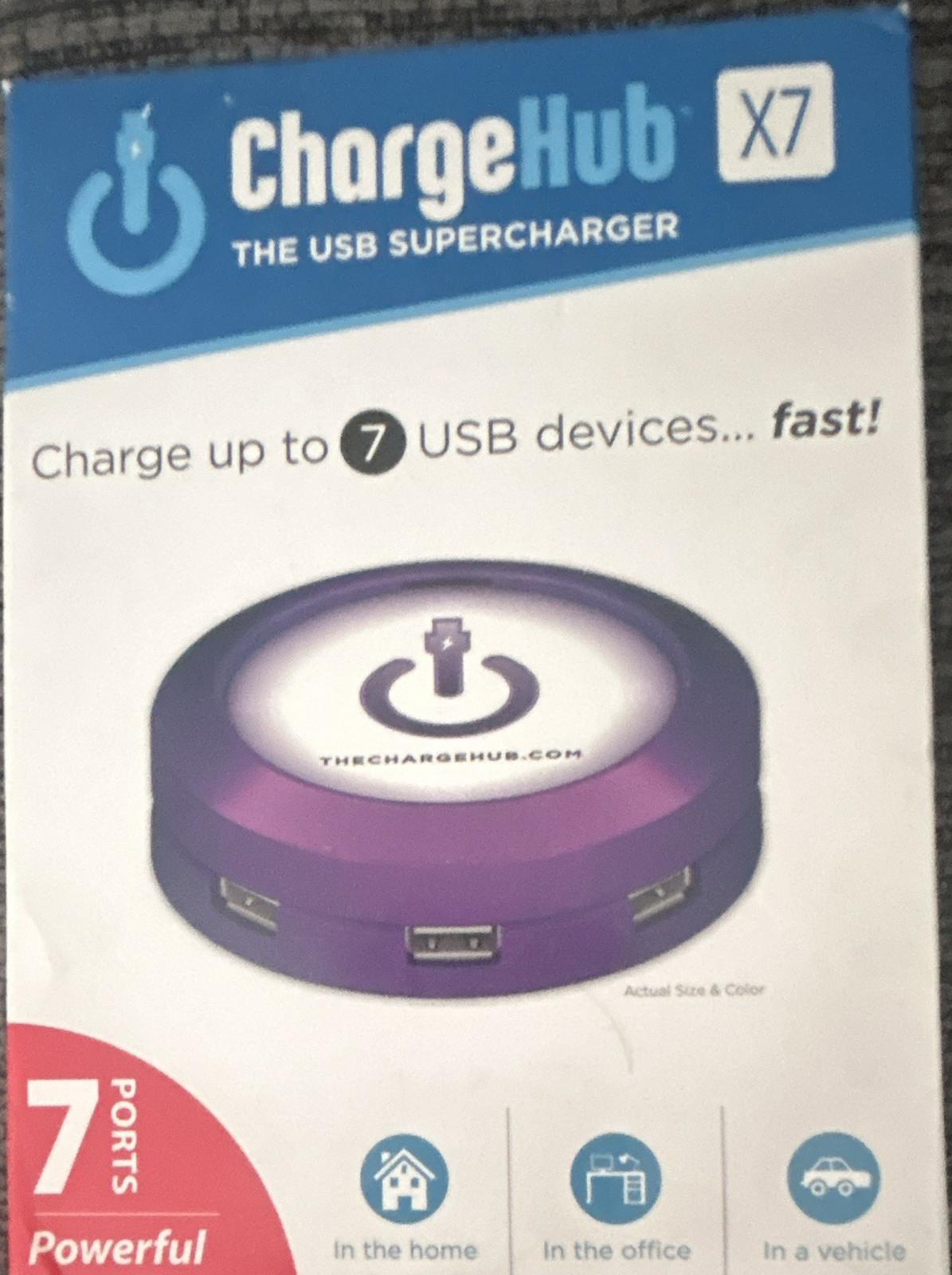 ChargeHub X7 Powered 7-Port USB Charging Hub/Splitter Box 1:7 Purple