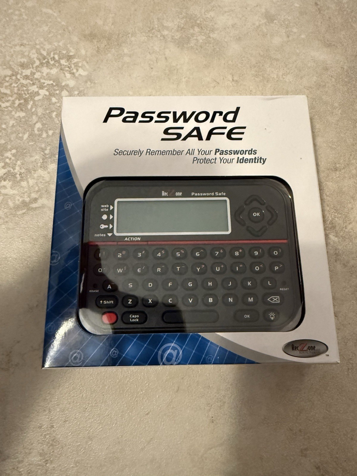 Reczone Password Safe Identity Theft Unit QWERTY Keyboard Model #595 New in Box
