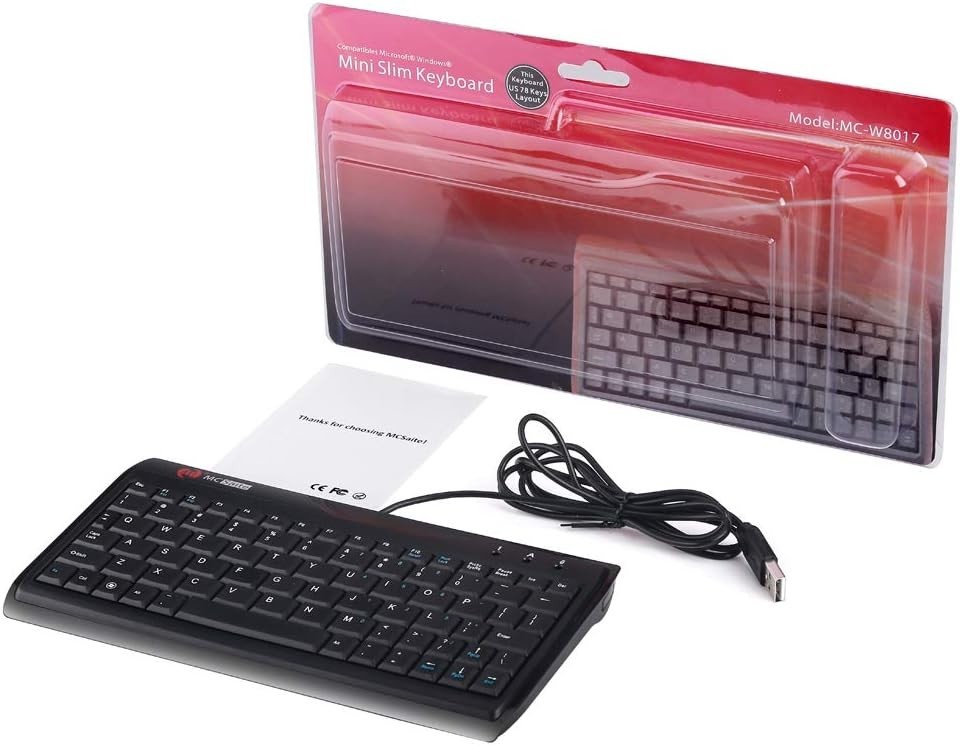 Super Mini Wired Keyboard, MCSaite Full Size 78 Keys Keypad Small Portable Fit w