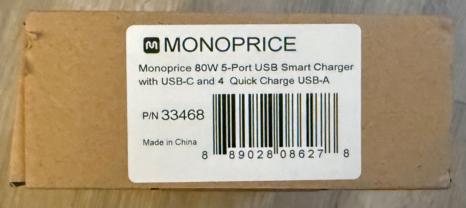 MONOPRICE 80W 5-Port USB Smart Charger 1 USB C & 4 USB A Obsidian Speed Plus