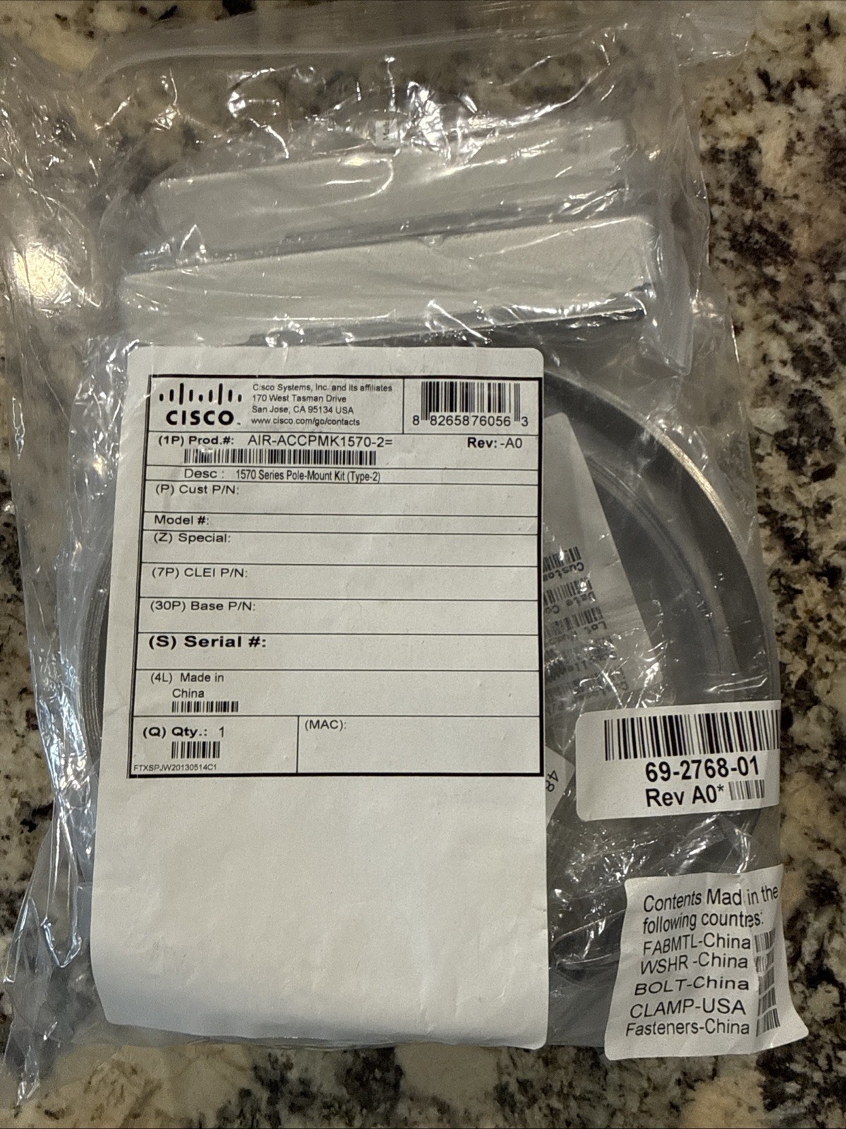 Genuine New Cisco Aironet 1570 Series Pole Mount Kit Type 2 AIR-ACCPMK1570-2=