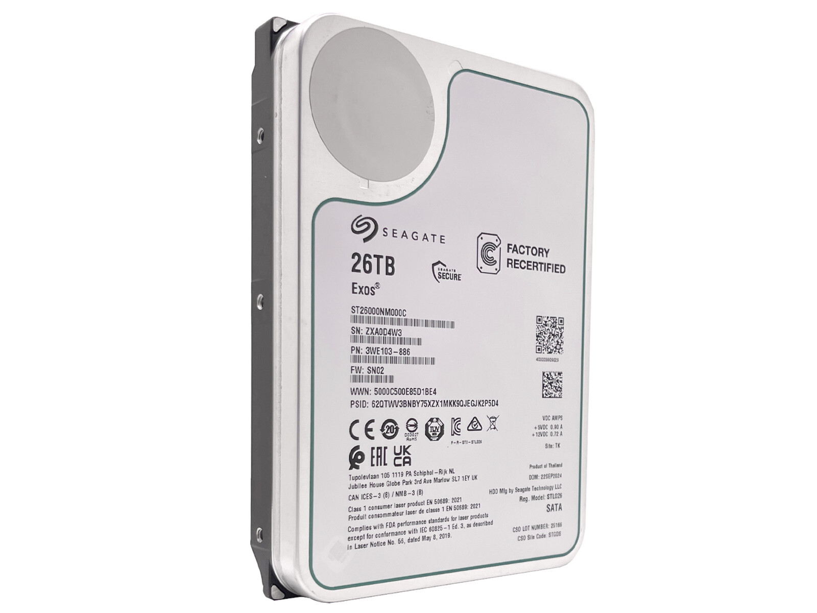 Seagate Exos ST26000NM001C 26TB CMR 7200RPM SATA6Gb/s 3.5″ Enterprise Hard Drive
