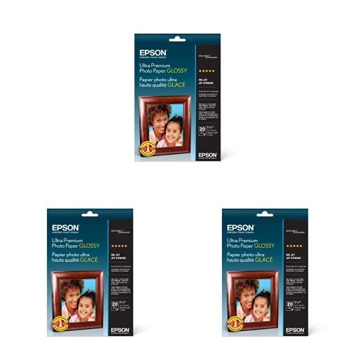 Epson Ultra Premium Photo Paper GLOSSY 5×7 Inches, 20 Sheets S041945 Pack of 3
