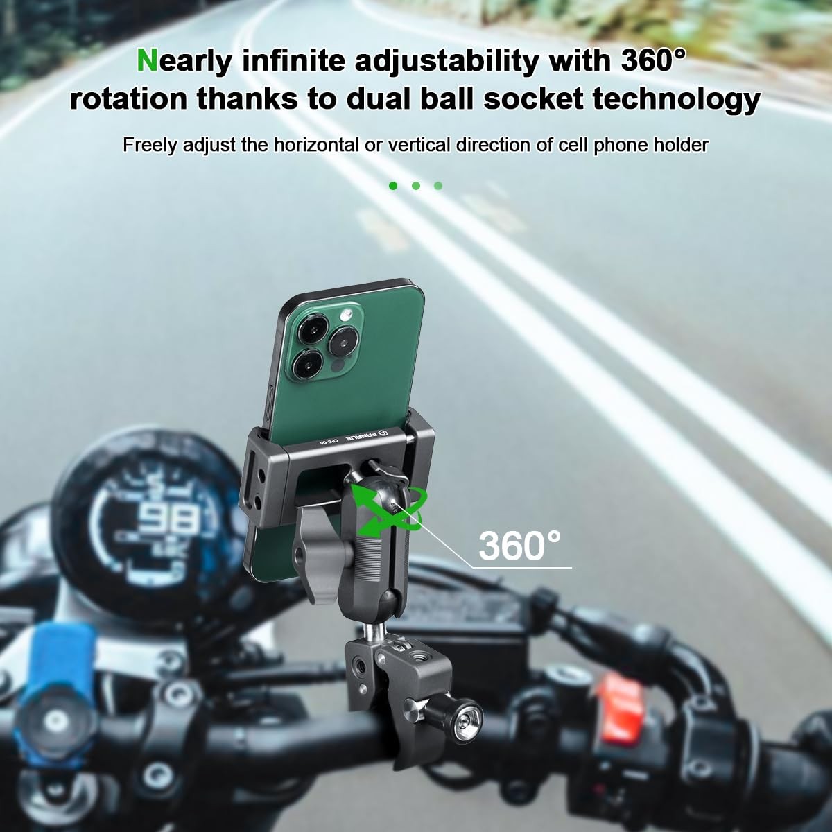 FANAUE 20mm Ball Head Double Socket Arm for 42mm/23mm*22mm*62mm, Black