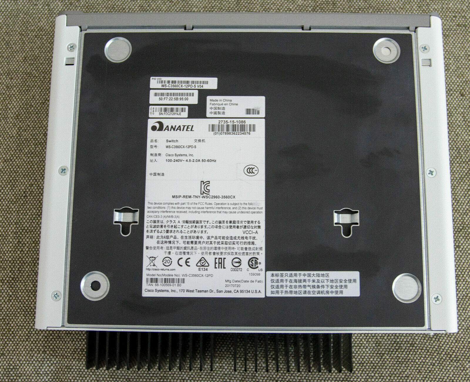 Cisco WS-C3560CX-12PD-S 16 Port Compact Switch, 12x PoE Ports 4x Uplinks, 2x10Gb
