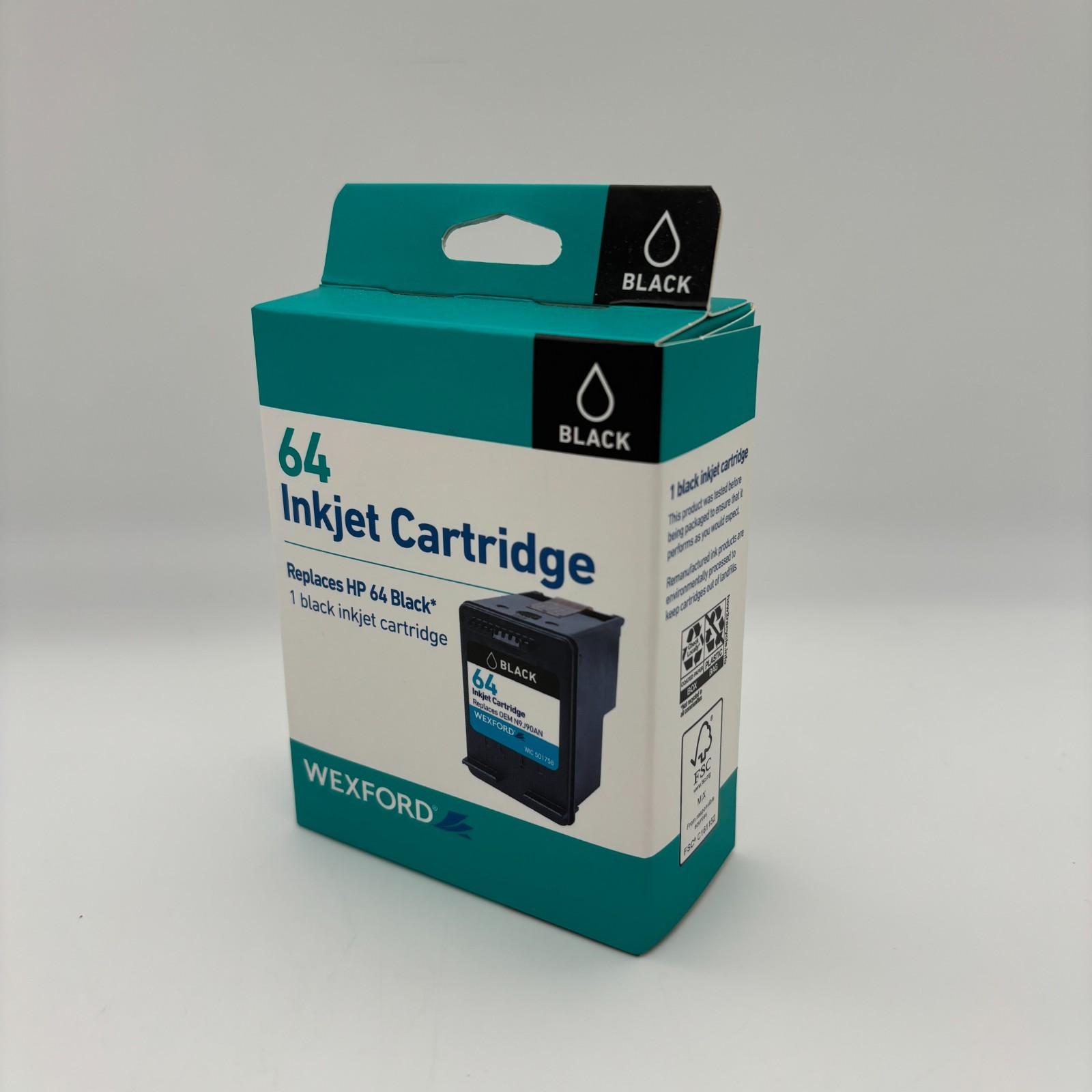 Wexford Inkjet Cartridge HP 64 Black Ink Replacement NEW, OEM N9J90AN, WIC501758