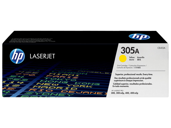HP 305A Yellow Original LaserJet Toner Cartridge, ~2,600 pages, CE412A