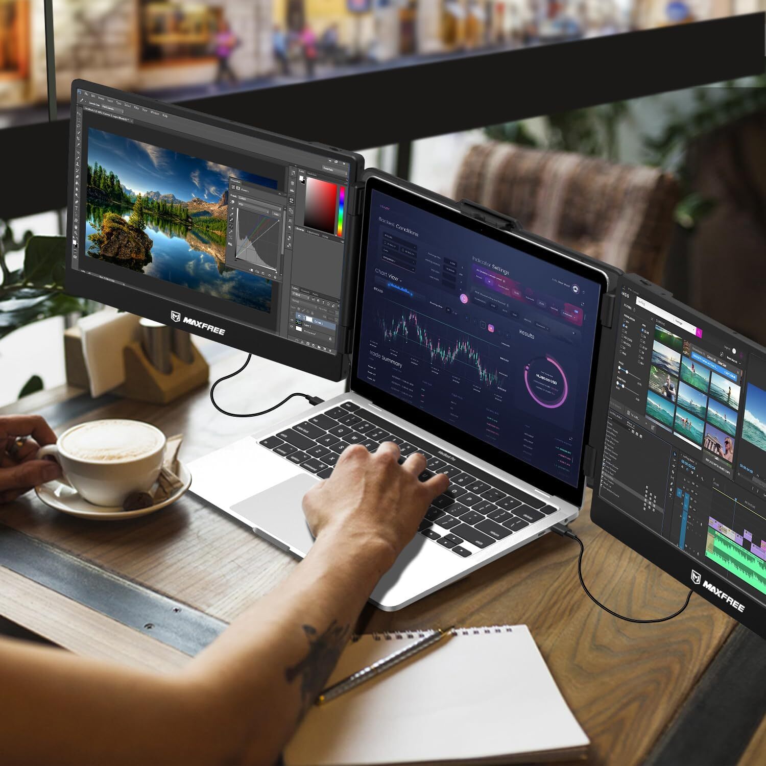 Secondhand Laptop Triple Screen Extender 14″ 1080P for Windows/Mac/Android